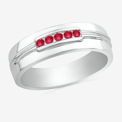 Mens Lab Created Red Ruby Sterling Silver Fashion Ring