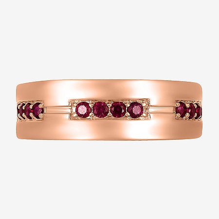 Mens Lab Created Red Ruby 10K Rose Gold Fashion Ring, 10, Ruby