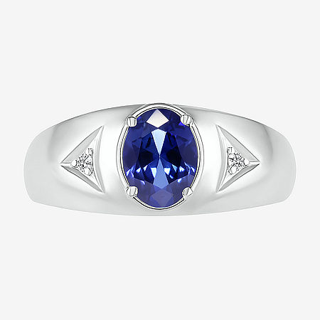 Mens Lab Created Blue Sapphire Sterling Silver Fashion Ring, 11