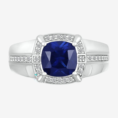 Mens Lab Created Blue Sapphire Sterling Silver Fashion Ring - JCPenney