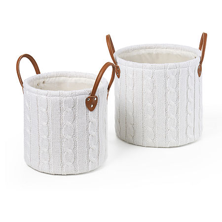 Baum 2-pc. Round Decorative Basket, One Size , White
