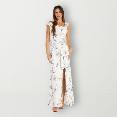 R & M Richards Floral Womens Sleeveless Evening Gown