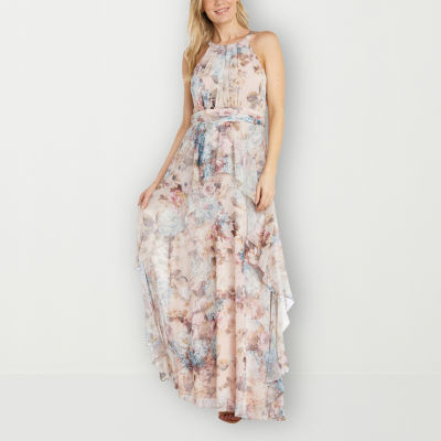 R & M Richards Floral Sleeveless Evening Gown