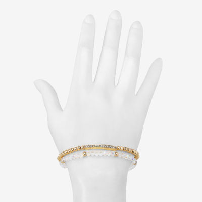 Bijoux Bar Delicates Gold Tone 2-pc. Glass Bar Bracelet Set