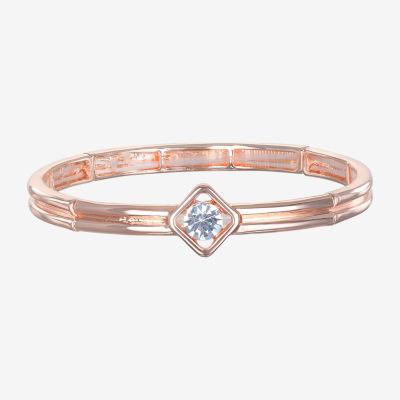 Bijoux Bar Delicates Rose Tone Glass Diamond Stretch Bracelet