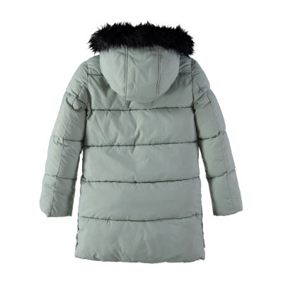 S Rothschild Little & Big Girls Faux Fur Trim Hooded Lined Heavyweight Quilted Jacket