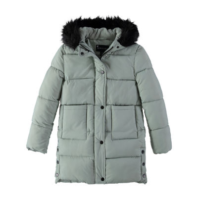 S Rothschild Little & Big Girls Faux Fur Trim Hooded Lined Heavyweight Quilted Jacket