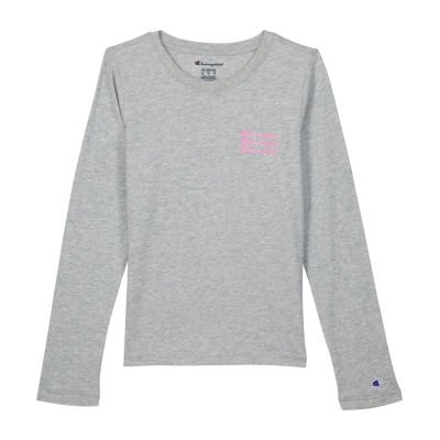 Champion Big Girls Crew Neck Long Sleeve Graphic T-Shirt