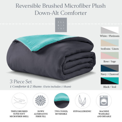 Ella Jayne Reversible Brushed Microfiber Plush Down-Alternative Comforter Set