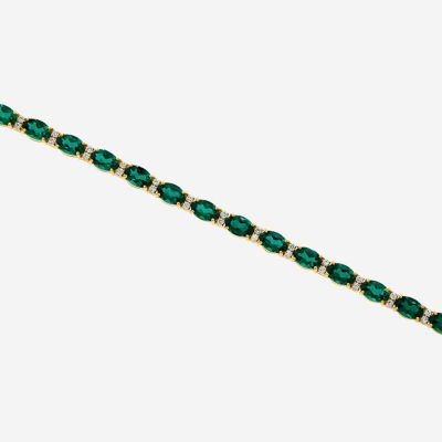 Effy  1/2 CT. T.W. Lab Created Green Emerald Sterling Silver 7 Inch Tennis Bracelet