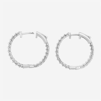 Effy  1/5 CT. T.W. Natural White Diamond Sterling Silver 27.9mm Round Hoop Earrings