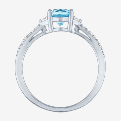 Yes, Please! Womens Genuine Blue Topaz Sterling Silver Oval Cocktail Ring