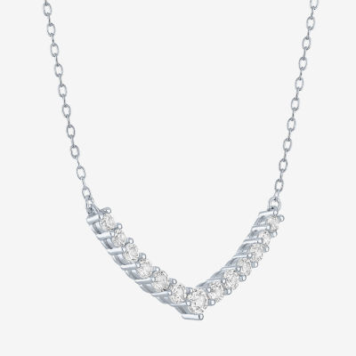 Yes, Please! Womens Lab Created White Sapphire Sterling Silver 18 Inch Pendant Necklace