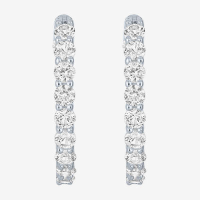 YES PLEASE! Lab Created White Sapphire 20mm Hoop Earrings in Sterling Silver