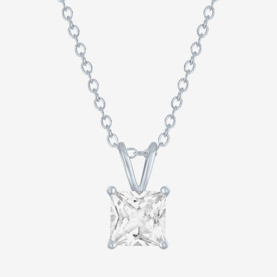 YES PLEASE! Womens Lab Created White Sapphire Sterling Silver Pendant Necklace