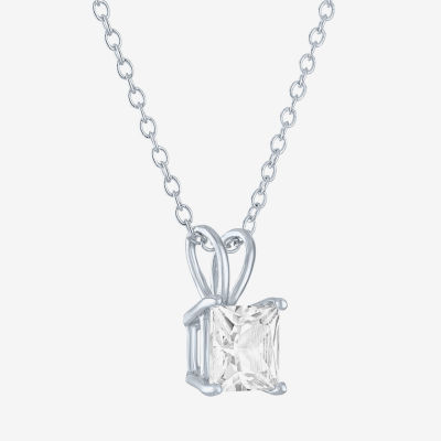 YES PLEASE! Womens Lab Created White Sapphire Sterling Silver Pendant Necklace