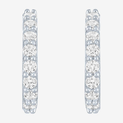 Yes, Please! C-Hoop Lab Created White Sapphire Sterling Silver 13mm Hoop Earrings