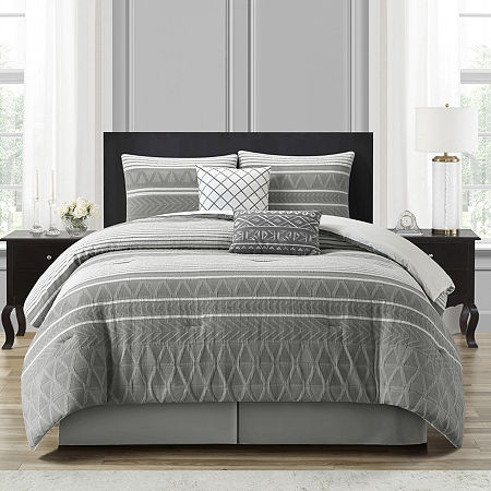 Stratford Park Yasmin 6-pc. Geometric Lightweight Comforter Set, One Size, Gray