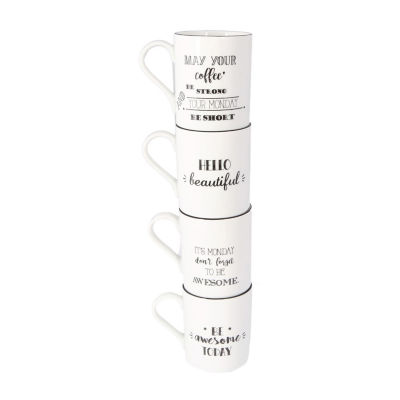 Porland Be Happy Collection 4-pc. Dishwasher Safe Coffee Mugs