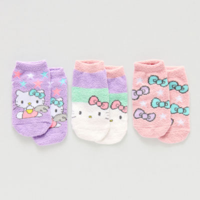 Little & Big Girls 3 Pair Hello Kitty Low Cut Socks