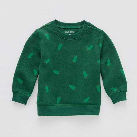 Okie Dokie Baby Unisex Crew Neck Long Sleeve Fleece Sweatshirt, 12 Months, Green