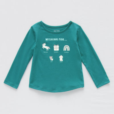 Okie Dokie Toddler & Little Girls Round Neck Long Sleeve Graphic T-Shirt