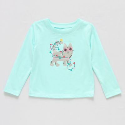 Okie Dokie Toddler Girls Adaptive Round Neck Long Sleeve Graphic T-Shirt