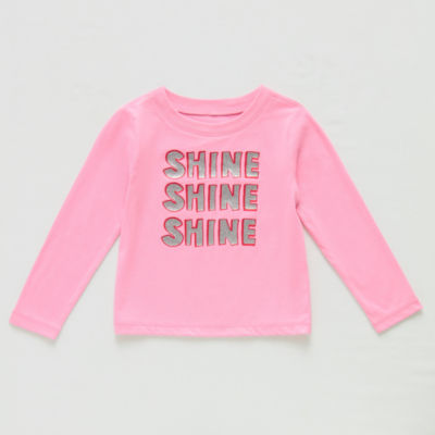 Okie Dokie Toddler Girls Adaptive Round Neck Long Sleeve Graphic T-Shirt