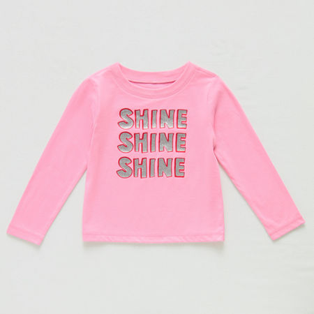 Okie Dokie Toddler Girls Adaptive Round Neck Long Sleeve Graphic T-Shirt, 3t, Pink