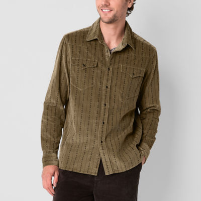 Frye and Co. Mens Regular Fit Corduroy Long Sleeve Button-Down Shirt