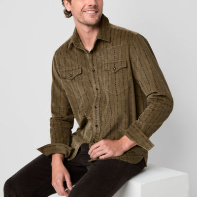 Frye and Co. Mens Regular Fit Corduroy Long Sleeve Button-Down Shirt