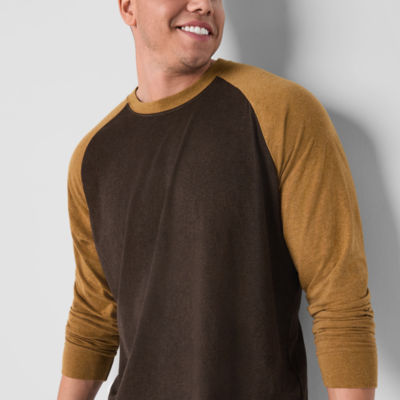 mutual weave Waffle Baseball Big and Tall Mens Crew Neck Long Sleeve T-Shirt