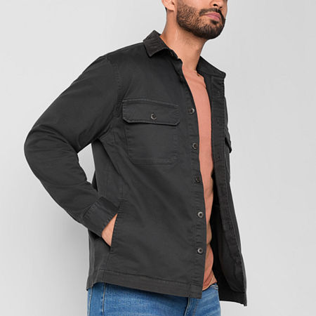 Mutual Weave Mens Shirt Jacket, Small, Black