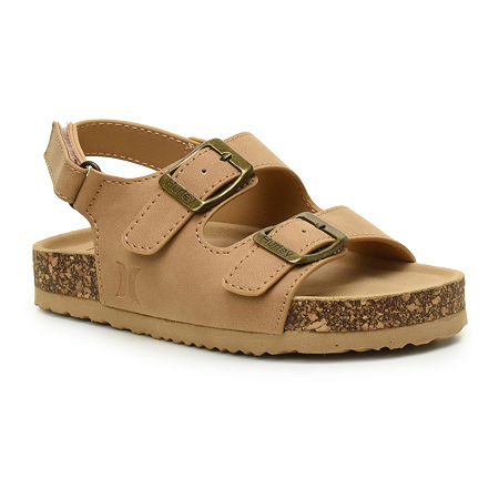 Hurley Jameer Toddler Unisex Footbed Sandals, 7 Medium, Brown