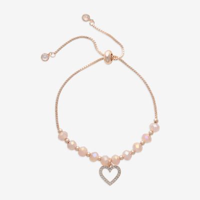 Bijoux Bar Womens Glass Heart Bolo Bracelet