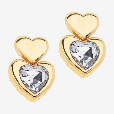 Bijoux Bar Womens Glass Heart Drop Earrings