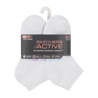 Skechers Active Womens Multi-Pack 6 Pair Quarter Ankle Socks