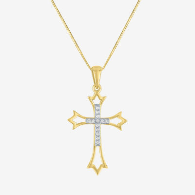 Women's Diamond-Accent 10K Gold Cross Pendant Necklace