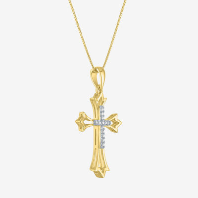 Women's Diamond-Accent 10K Gold Cross Pendant Necklace