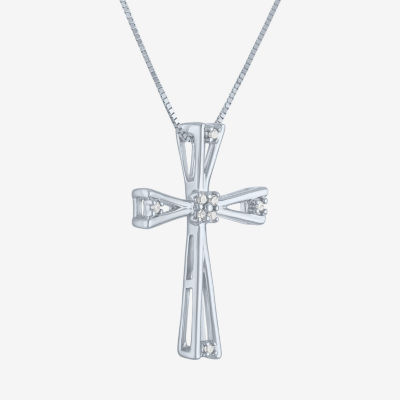 Womens Diamond-Accent 10K White Gold Pendant Necklace