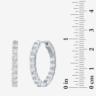 Yes, Please! Womens Lab Created White Sapphire Sterling Silver 25mm Hoop Earrings