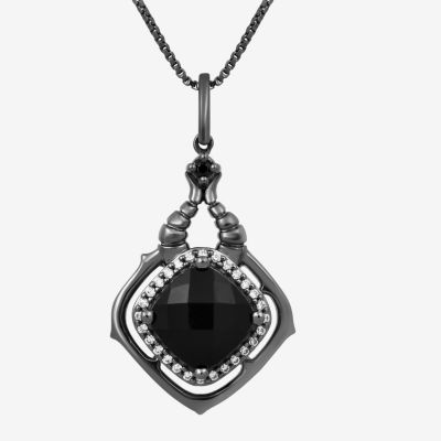 Enchanted Disney Fine Jewelry Villains Womens 1/10 CT. T.W. Natural Black Diamond Sterling Silver 18 Inch Pendant Necklace