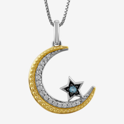 Enchanted Disney Fine Jewelry Womens 1/8 CT. T.W. Genuine Blue Topaz 14K Gold Over Silver Sterling Silver 18 Inch Pendant Necklace