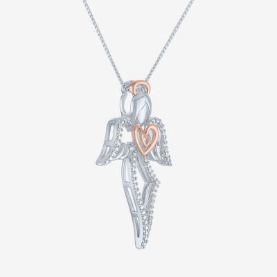 ForeverMine® 1/10 CT.T.W. Natural Diamond Two-Tone Angel Pendant Necklace