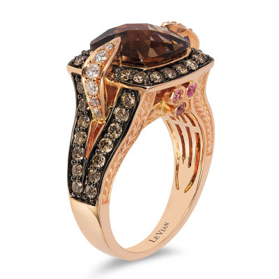 Le Vian® Grand Sample Sale™ Ring featuring Chocolate Quartz® Bubblegum Pink Sapphires™ Chocolate Diamonds® Vanilla Diamonds® set in 14K Strawberry Gold®