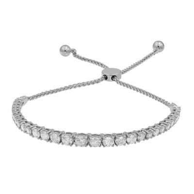 3 CT. T.W. Natural White Diamond 10K White Gold Bolo Bracelet