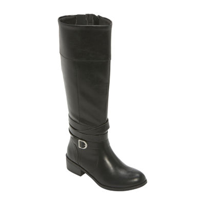 St. John's Bay Womens Douglas Wide Calf Block Heel Riding Boots Wide Width, Color Black JCPenney