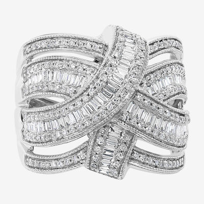 Effy Final Call Womens 7/8 CT. T.W. Natural Diamond 14K White Gold Crossover Band