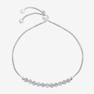 Effy  Womens 1/10 CT. T.W. Natural Diamond Sterling Silver Bolo Bracelet