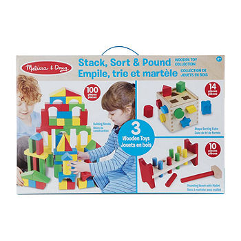 Melissa and Doug Value Set 3 Toy Gift Set-Stack Sort and Pound Wooden Toy  Collection - JCPenney